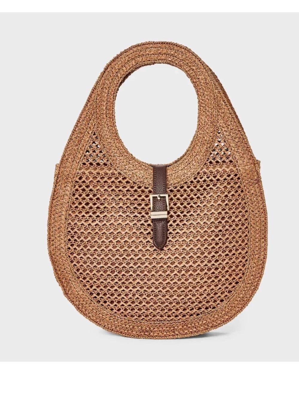 Straw Oval Shoulder Bag - A New Day Tan
